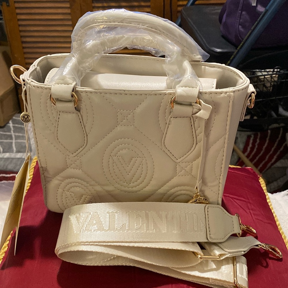 Valentino Orlandi Ivory Quilted Shoulder Bag